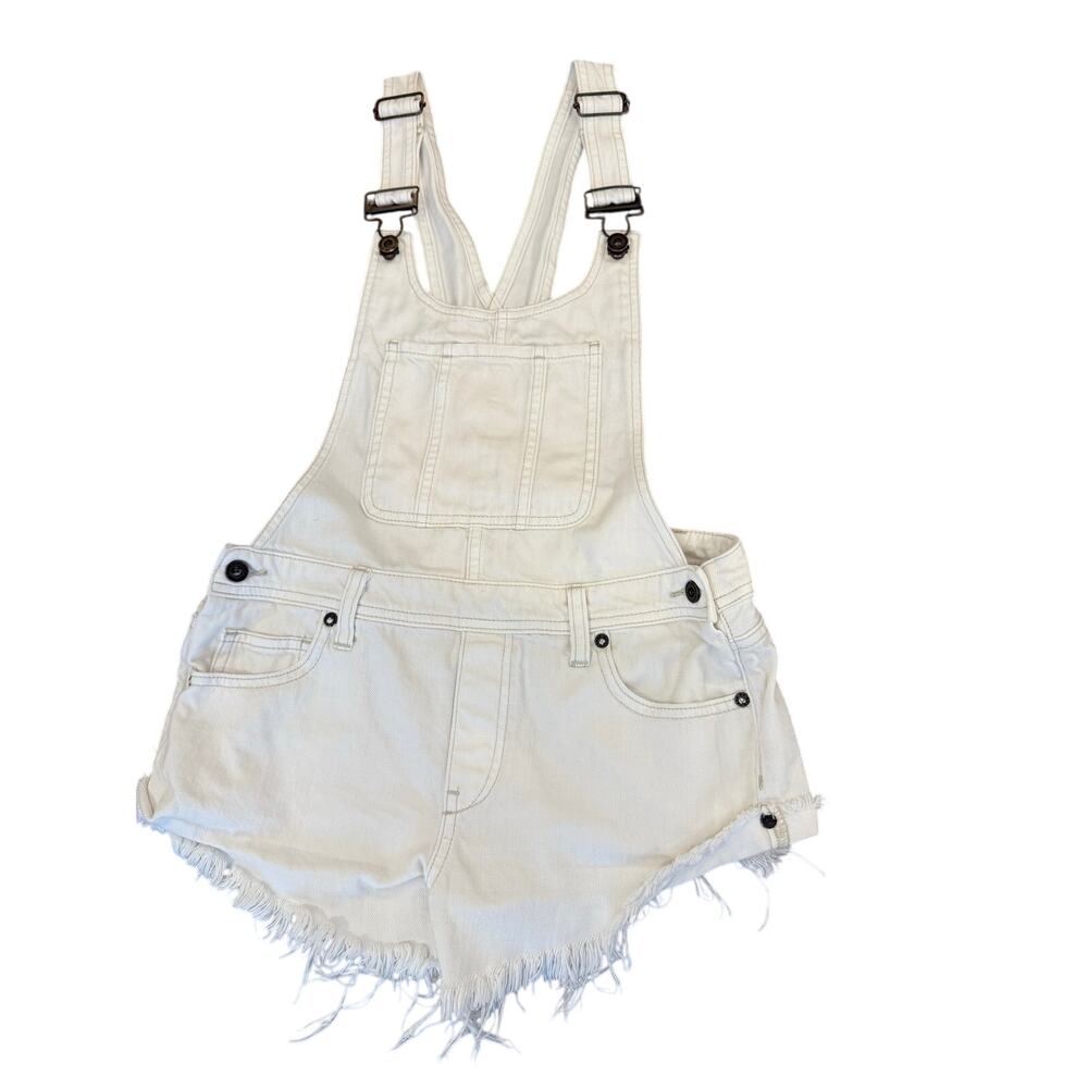 Free People We The Free Ziggy White Shortalls Overalls Denim Women 25 Boho
